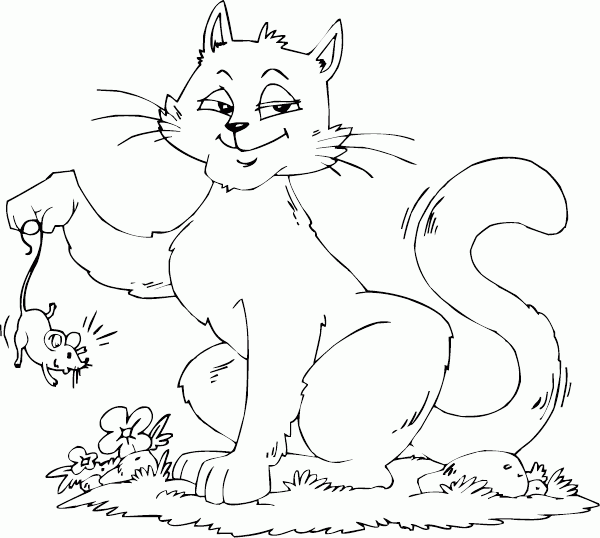 cat caught mouse coloring page - coloring.com
