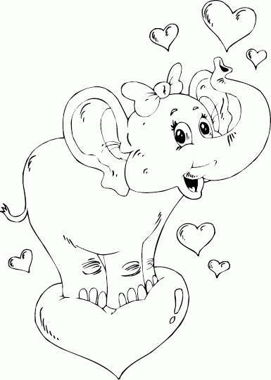 valentine elephant coloring pages - photo #22