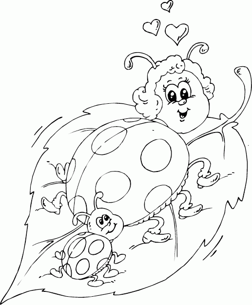 ladybug mother and child coloring page - coloring.com