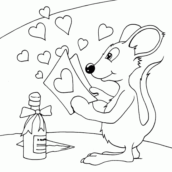 valentine mouse coloring pages - photo #9