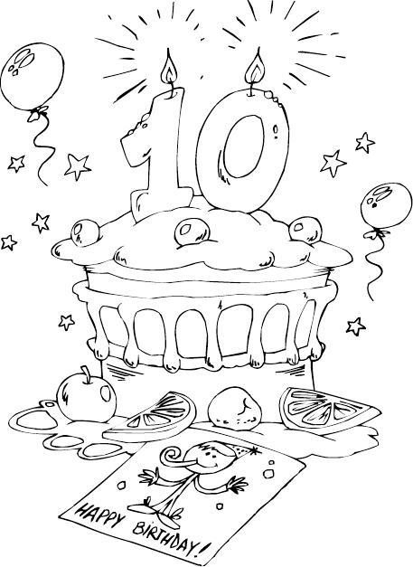 Birthday Coloring Pages 9 Year Olds Cards Cake Age Page