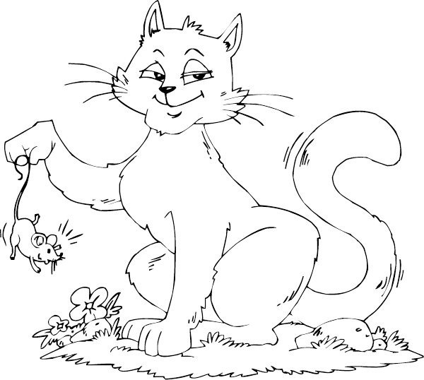 cat caught mouse coloring page - coloring.com