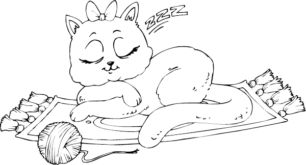 sleeping kitty cat coloring page - coloring.com