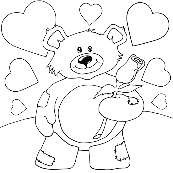 valentine teddy bear coloring pages - photo #2