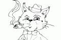 Gato gordo fumando un puro