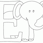 free printable E is for Elephant page