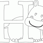free printable H is for Hippo page