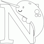free printable N is for Narwhal page