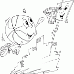 free printable basketball in mid-air page