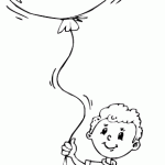free printable boy with cat balloon page