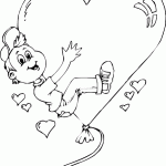 free printable boy riding heart balloon page