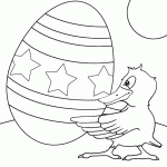 free printable chick pushing egg page