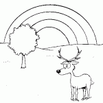 free printable deer and rainbow page