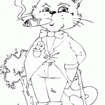 free printable fat cat smoking cigar page