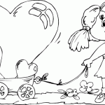 free printable girl pulling wagon of hearts page