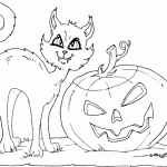 free printable wicked cat and jack'o'lantern page