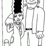 free printable bride and Frankenstein page
