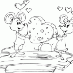 free printable mice sharing cheese heart page