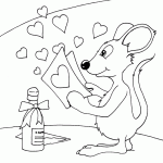 free printable mouse reading valentine page