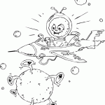 free printable space alien flying ship page