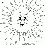 free printable sun and spaceship page