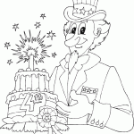 free printable Uncle Sam with 4th of July cake page