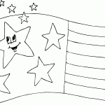 free printable USA flag with smiling star page