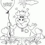 free printable valentine pig with balloon page