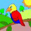 parrot on branch thumbnail colored picture