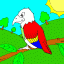 parrot on branch thumbnail colored picture
