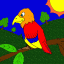 parrot on branch thumbnail colored picture