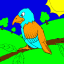 parrot on branch thumbnail colored picture