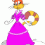 cat dressed up in gown thumbnail colored picture
