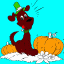 dog with pumpkins thumbnail colored picture