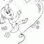 free printable girl riding heart balloon page