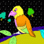 parrot on branch thumbnail colored picture