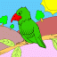 parrot on branch thumbnail colored picture