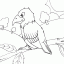 parrot on branch thumbnail lineart picture