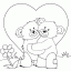 teddy bears cuddling thumbnail lineart picture